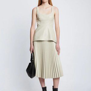 NWOT$395 PROENZA SCHOULER WHITE LABEL Faux-Leather Fitted Peplum Top